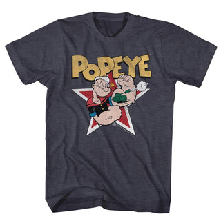 Popeye-Popeyestar-Navy Heather Adult S/S Tshirt - Coastline Mall