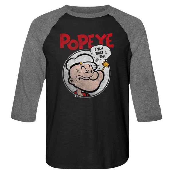 Popeye-Y'Am-Vintage Black/Premium Heather Adult 3/4 Sleeve Raglan - Coastline Mall