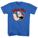 Popeye-Man Up-Royal Adult S/S Tshirt - Coastline Mall