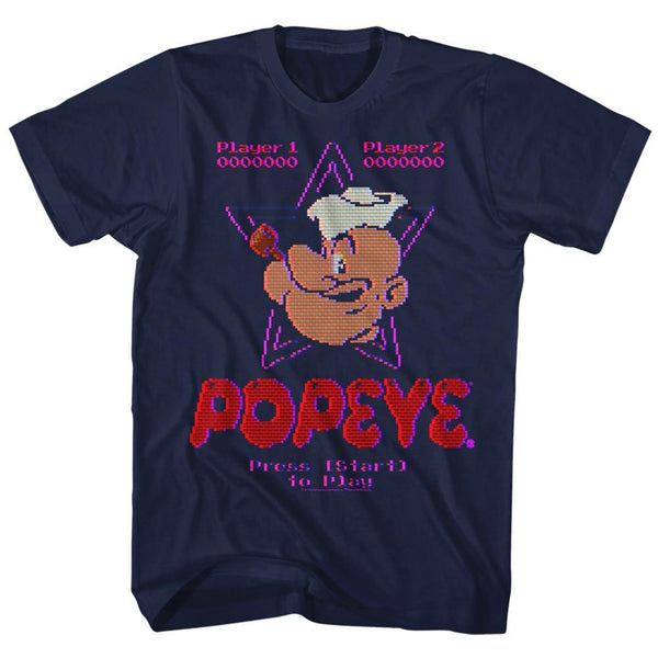 Popeye-Old Game-Navy Adult S/S Tshirt - Coastline Mall