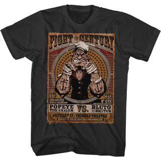Popeye-Fight Of The Century-Black Adult S/S Tshirt - Coastline Mall