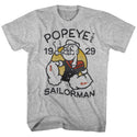 Popeye-Old Tat-Gray Heather Adult S/S Tshirt - Coastline Mall