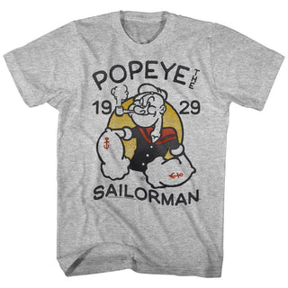 Popeye-Old Tat-Gray Heather Adult S/S Tshirt - Coastline Mall