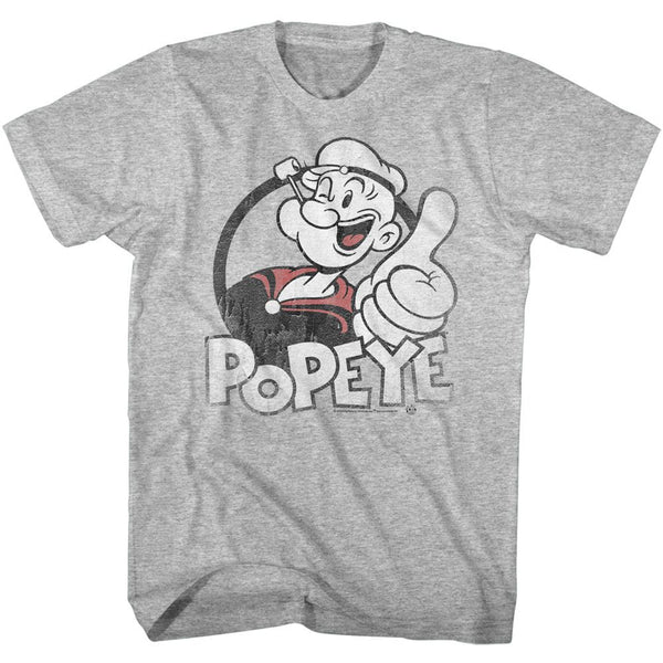 Popeye-Thumbs Up-Gray Heather Adult S/S Tshirt - Coastline Mall
