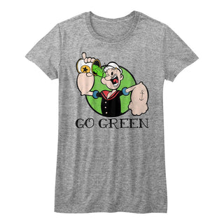 Popeye-Go Green-Athletic Heather Ladies S/S Tshirt - Coastline Mall