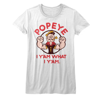 Popeye-Yam-White Ladies S/S Tshirt - Coastline Mall