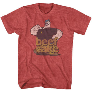 Popeye-Beefcake-Red Heather Adult S/S Tshirt - Coastline Mall