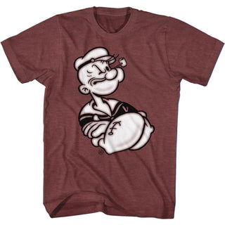 Popeye-Arms Crossed-Vintage Maroon Heather Adult S/S Tshirt | Clothing, Shoes & Accessories:Men's Clothing:T-Shirts - Coastline Mall