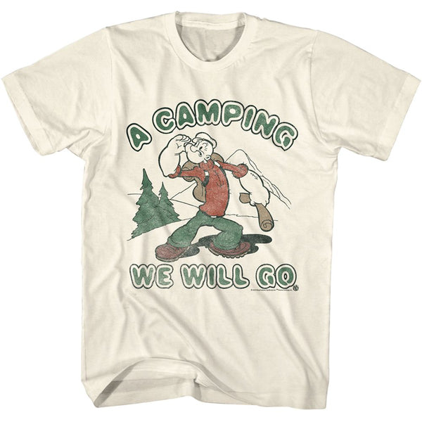 Popeye - A Camping | Natural S/S Adult T-Shirt - Coastline Mall