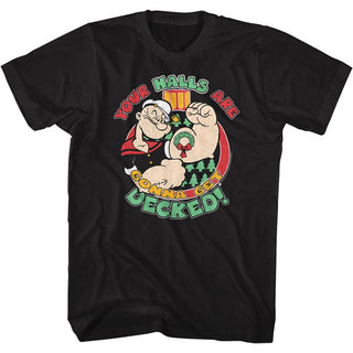 Popeye - Gonna Get Decked Logo Black Short Sleeve Adult T-Shirt tee - Coastline Mall