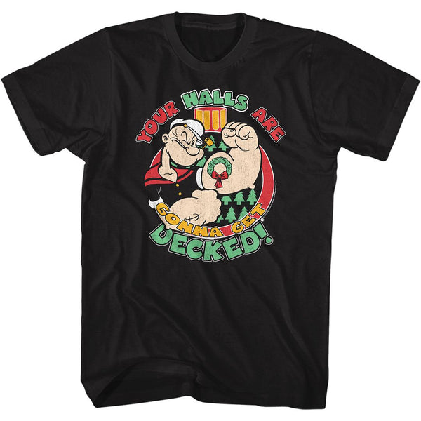 Popeye - Gonna Get Decked Logo Black Short Sleeve Adult T-Shirt tee - Coastline Mall