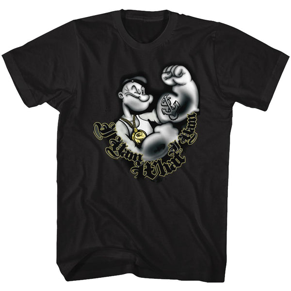 Popeye-I Yam-Black Adult S/S Tshirt - Coastline Mall