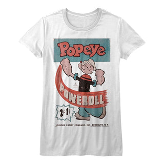 Popeye-Poweroll-White Ladies S/S Tshirt - Coastline Mall