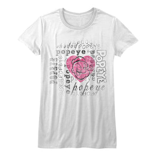 Popeye-I Heart Popeye-White Ladies S/S Tshirt - Coastline Mall