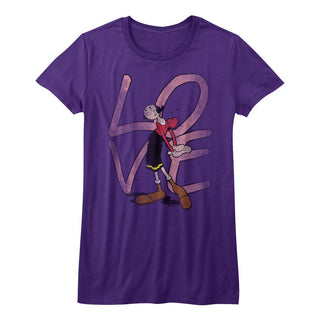 Popeye-Love-Purple Heather Juniors S/S Tshirt - Coastline Mall