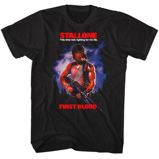 Rambo-First Blood-Black Adult S/S Tshirt - Coastline Mall