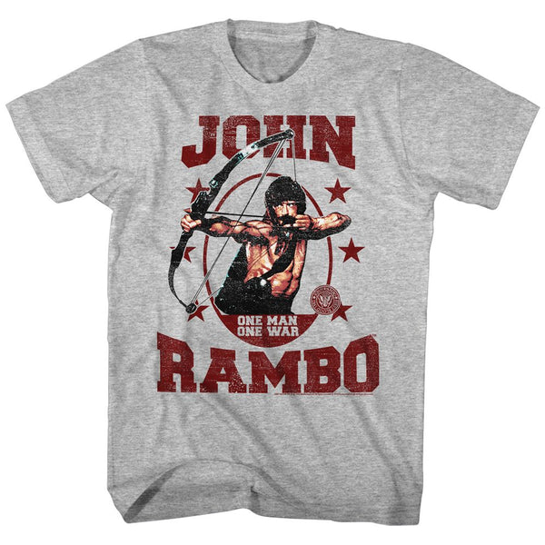 Rambo-One Man One War-Gray Heather Adult S/S Tshirt - Coastline Mall