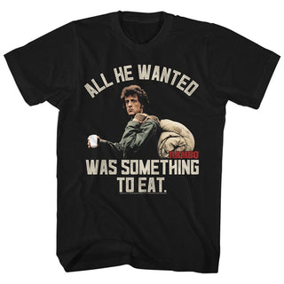 Rambo-Something To Eat-Black Adult S/S Tshirt - Coastline Mall