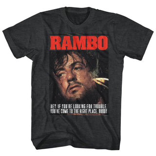 Rambo-Gimme Dat Sizzle-Black Heather Adult S/S Tshirt - Coastline Mall