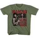 Rambo-Become War-Military Green Youth S/S Tshirt - Coastline Mall