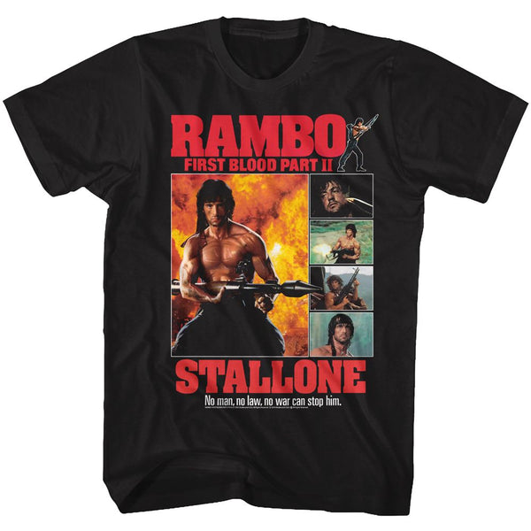 Rambo-Part II Collage-Black Adult S/S Tshirt - Coastline Mall