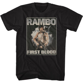 Rambo-First Blood-Black Adult S/S Tshirt - Coastline Mall