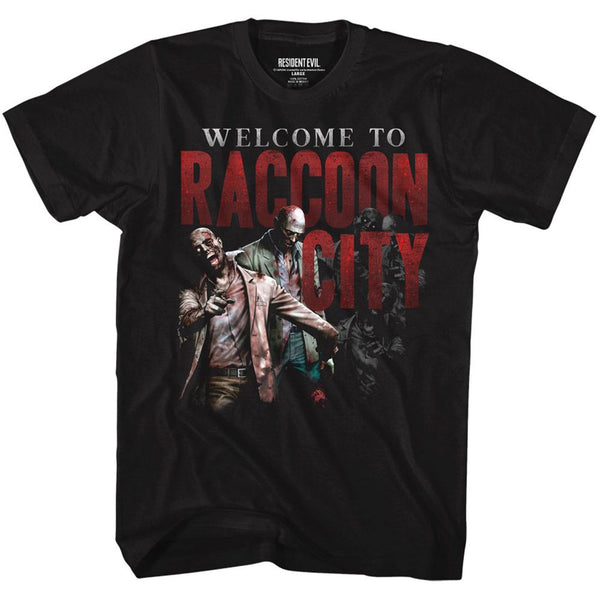Resident Evil-Welcome To Rc-Black Adult S/S Tshirt - Coastline Mall