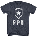 Resident Evil-Rpd-Navy Heather Adult S/S Tshirt - Coastline Mall