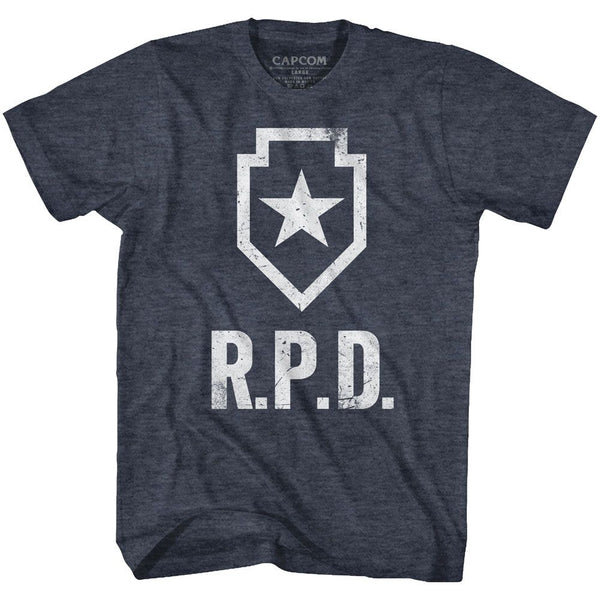 Resident Evil-Rpd-Navy Heather Adult S/S Tshirt - Coastline Mall