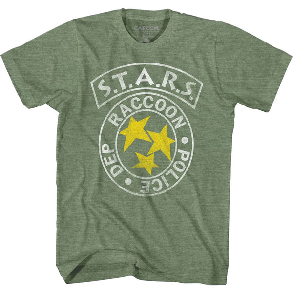 Resident Evil-S.T.A.R.S. Rpg-Military Green Heather Adult S/S Tshirt - Coastline Mall