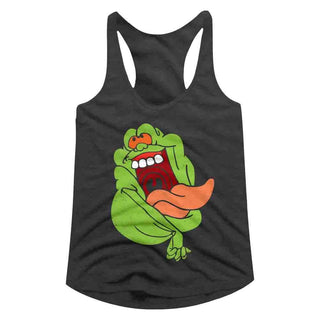 The Real Ghostbusters-Slimer-Dark Gray Heather Ladies Racerback - Coastline Mall