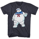The Real Ghostbusters-Mr Stay Puft-Navy Heather Adult S/S Tshirt - Coastline Mall