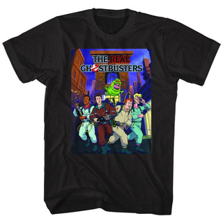 The Real Ghostbusters-Poster-Ish-Black Adult S/S Tshirt - Coastline Mall