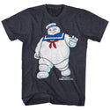 The Real Ghostbusters-Mr Stay Puft 2-Navy Heather Adult S/S Tshirt - Coastline Mall