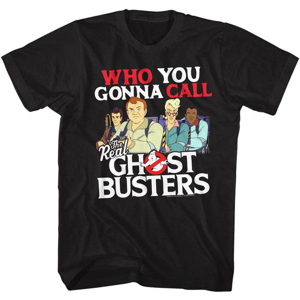 The Real Ghostbusters-Call Em-Black Adult S/S Tshirt - Coastline Mall