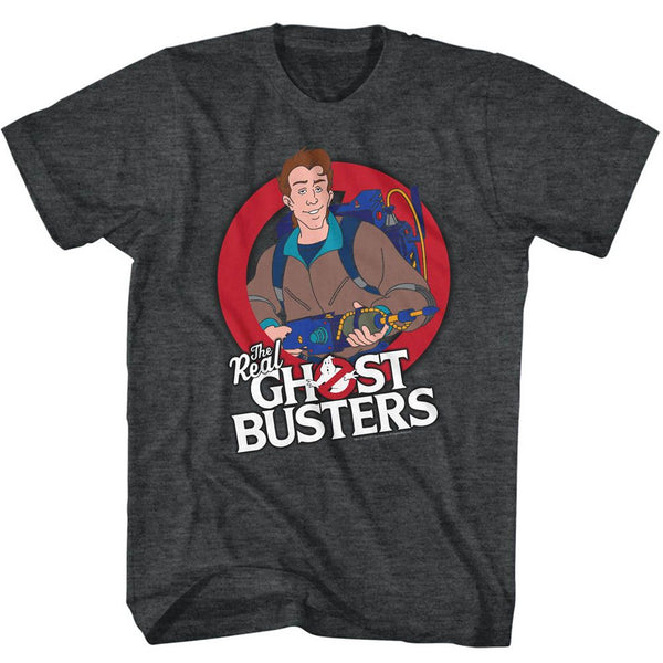The Real Ghostbusters-Venkman-Black Heather Adult S/S Tshirt - Coastline Mall