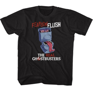 The Real Ghostbusters-Fearsome Flush-Black Toddler-Youth S/S Tshirt - Coastline Mall