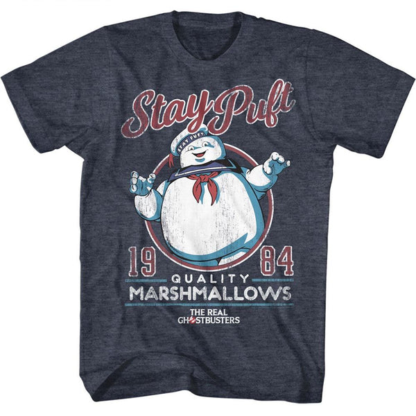 The Real Ghostbusters-Staypuft-Navy Heather Adult S/S Tshirt - Coastline Mall