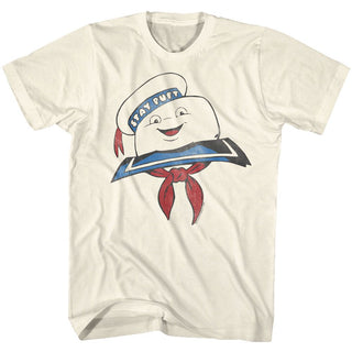 The Real Ghostbusters-Stay Puft Head-Natural Adult S/S Tshirt - Coastline Mall