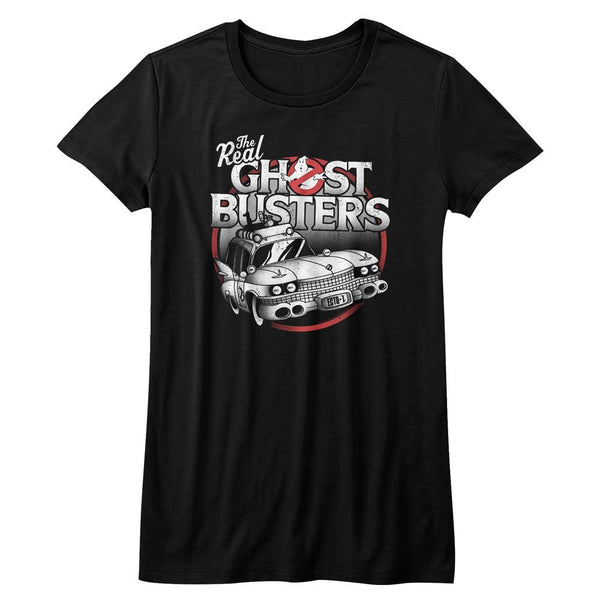 The Real Ghostbusters-The Car-Black Ladies S/S Tshirt - Coastline Mall