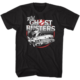The Real Ghostbusters-The Car-Black Adult S/S Tshirt - Coastline Mall