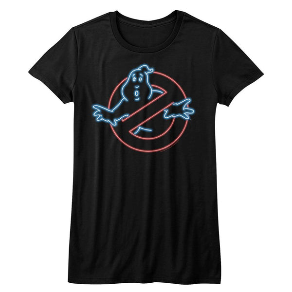 The Real Ghostbusters-Neon Ghost-Black Ladies S/S Tshirt - Coastline Mall