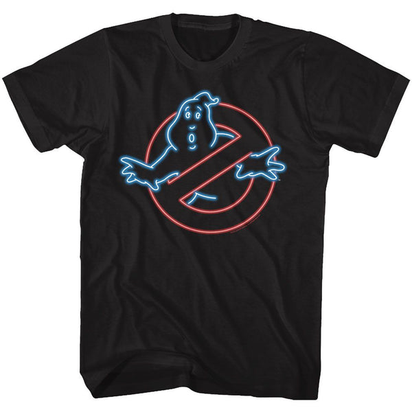 The Real Ghostbusters-Neon Ghost-Black Adult S/S Tshirt - Coastline Mall