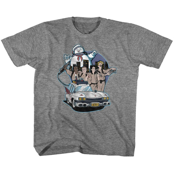 The Real Ghostbusters-Bustin' Buddies-Graphite Heather Toddler-Youth S/S Tshirt - Coastline Mall