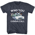 The Real Ghostbusters-Who You Gonna Call?-Navy Heather Adult S/S Tshirt - Coastline Mall