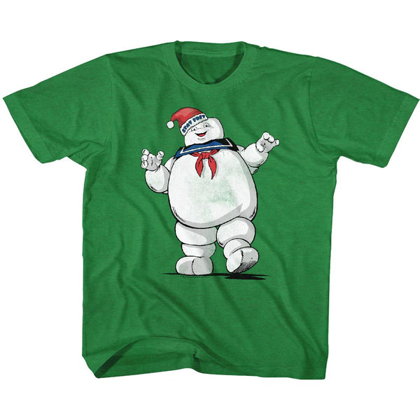 The Real Ghostbusters-Merry Mr. Stay Puft-Vintage Green Toddler-Youth S/S Tshirt - Coastline Mall