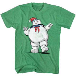 The Real Ghostbusters-Merry Mr. Stay Puft-Kelly Heather Adult S/S Tshirt - Coastline Mall