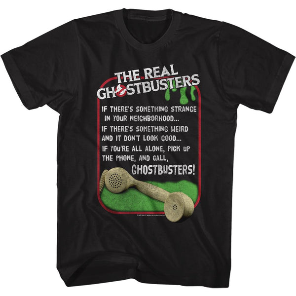 The Real Ghostbusters-Something Strange-Black Adult S/S Tshirt - Coastline Mall