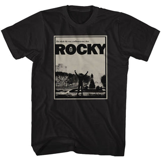 Rocky Million To One Logo Black Adult Short Sleeve T-Shirt tee - Coastline Mall