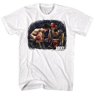 Rocky-Rocky Vs. Apollo Painting-White Adult S/S Tshirt - Coastline Mall